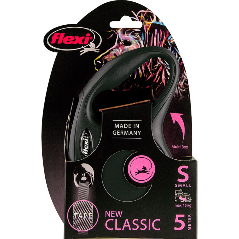 Flexi Rollijn Classic Tape 5 mtr tot 15 kg Zwart
