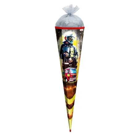 Roth Schultüte Feuerwehrmann mit Folieneffekt, 85 cm, eckig