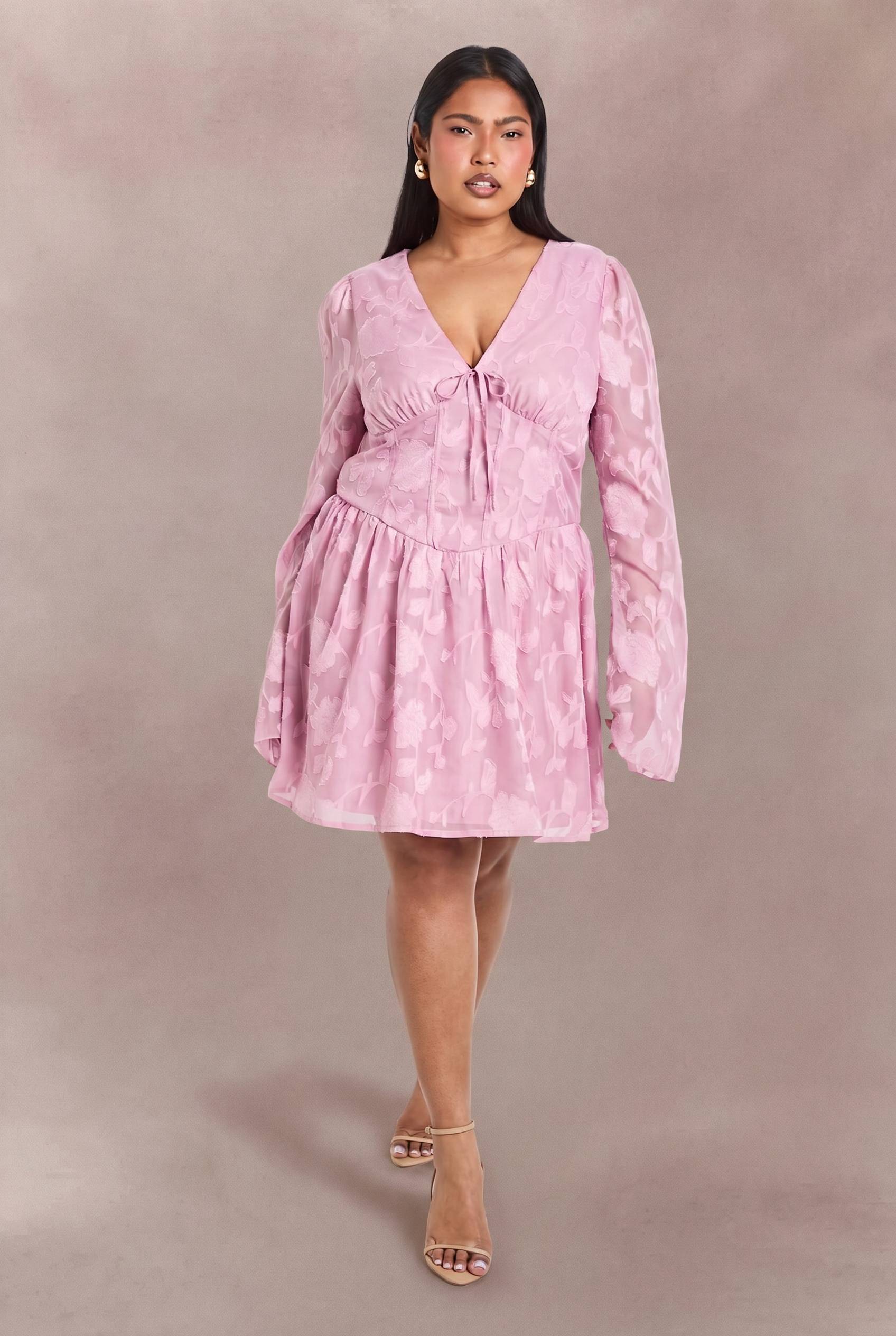boohoo Robe Patineuse Grande Taille Jacquard à Détail Corset