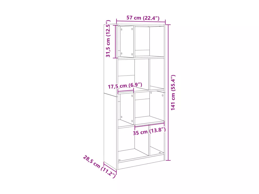 Bibliothèque blanc 57x28,5x141 cm bois d'ingénierie