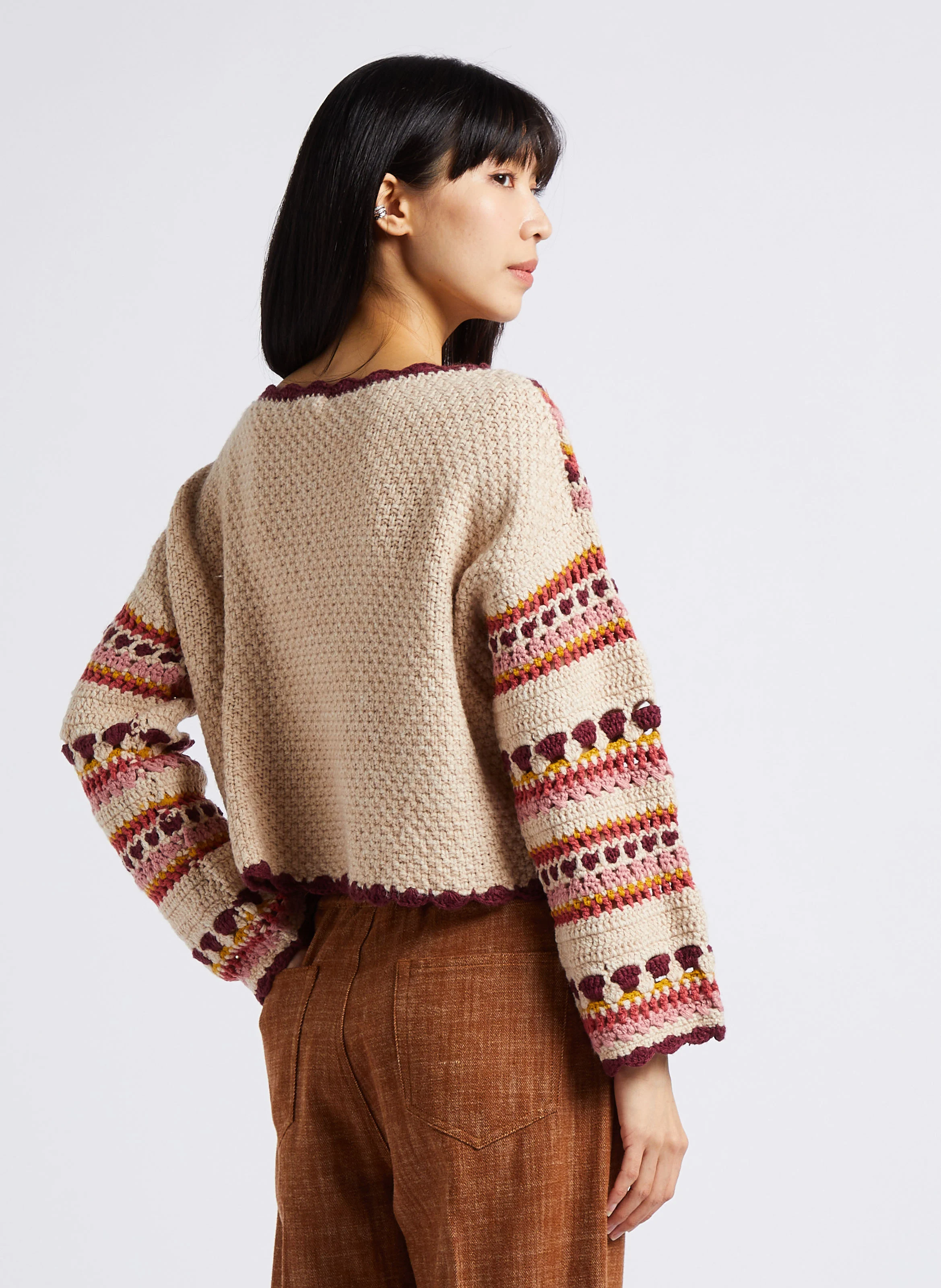 LORETTE - Pull crochet col rond | Multicolore