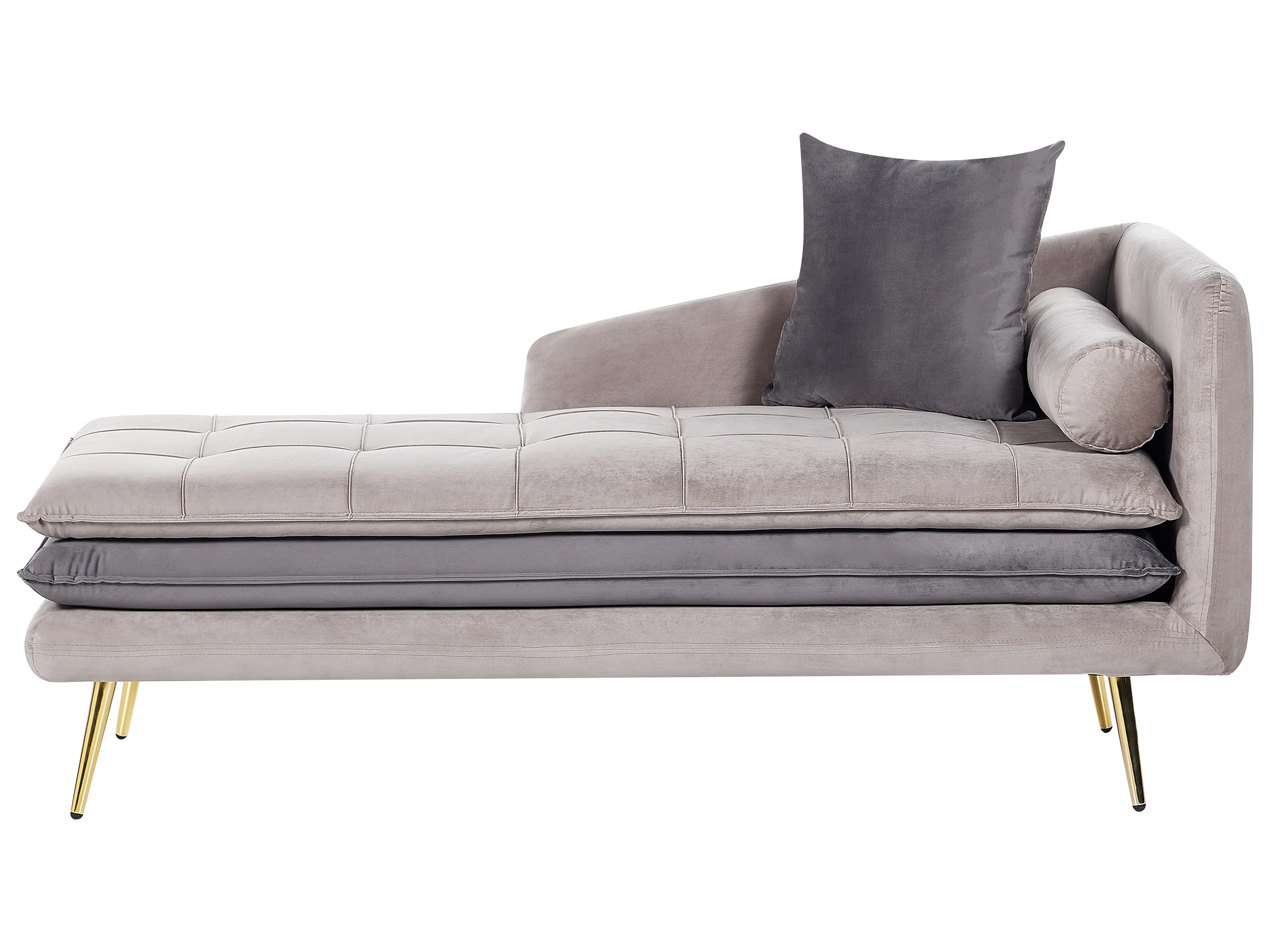 Rechtszijdige chaise longue GONESSE Fluweel Taupe