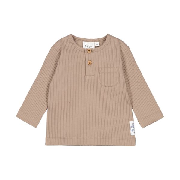 Feetje Longsleeve Rib Shirt - Let's Go! - Maat 56 - Taupe