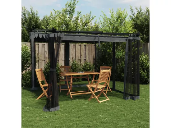 Tonnelle avec parois en filet anthracite 3x3 m acier