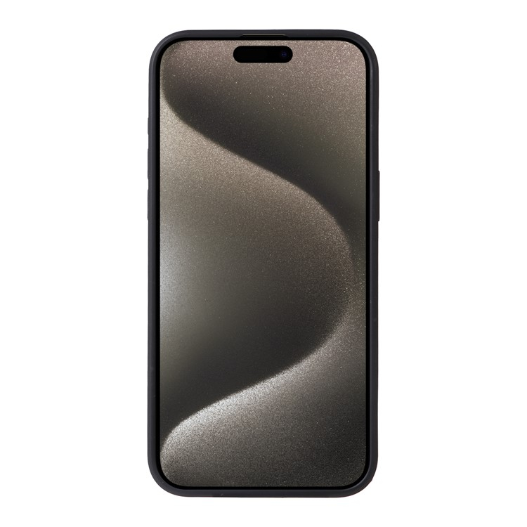 iPhone 15 Pro MagSafe 2in1 Leder Hülle Wallet Case mit Magnetischem Kreditkartenfach im Carbon Look - Schwarz