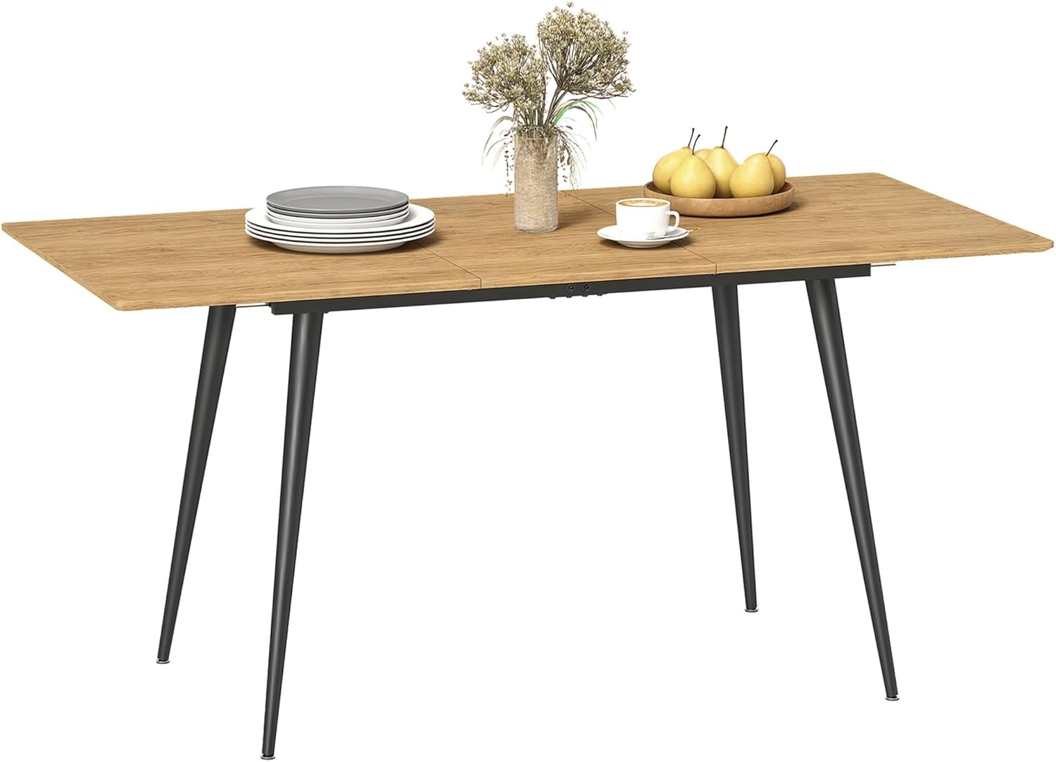 HOMCOM Esstisch ausziehbar rechteckig Küchentisch für 6-8 Personen mit Holzoptik, Schiebeschienen und Verriegelungen Esszimmertisch, Naturholz, 120-160 cm
