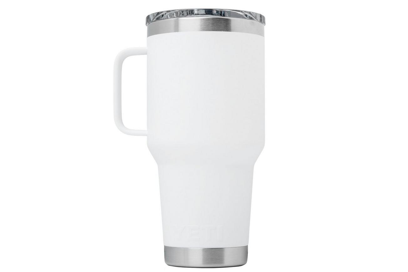 Yeti Rambler Travel Mug 30oz Stronghold Lid, White, thermos reismok met deksel, 887 ml