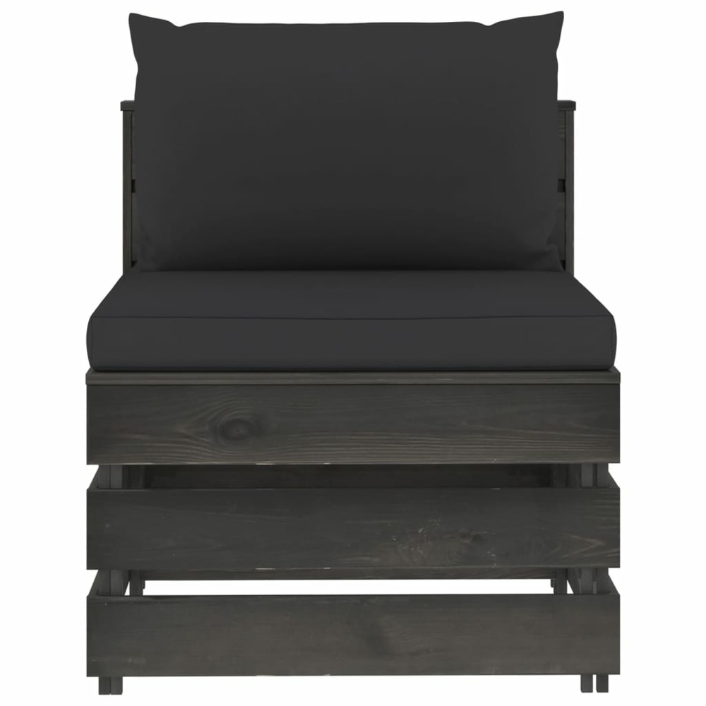 Salon de jardin meuble d'extérieur ensemble de mobilier 6 pièces avec coussins bois imprégné de gris