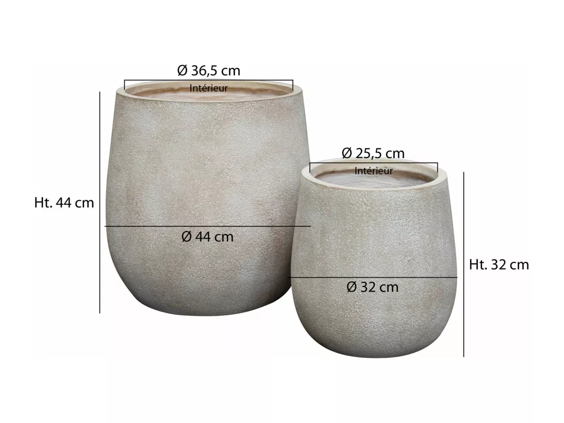 Now's Home - Set De 2 Pots Rond En Fibre D'argile Couleur Sable 32 Et 44cm