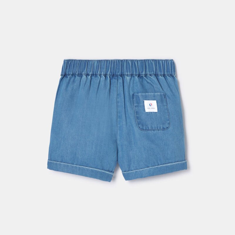Short denim léger bleu chambray bébé mixte Bleu