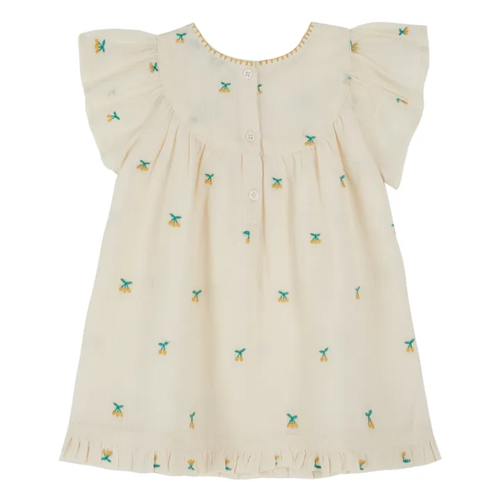 Emile et Ida Robe Brodée Cerises | Ecru