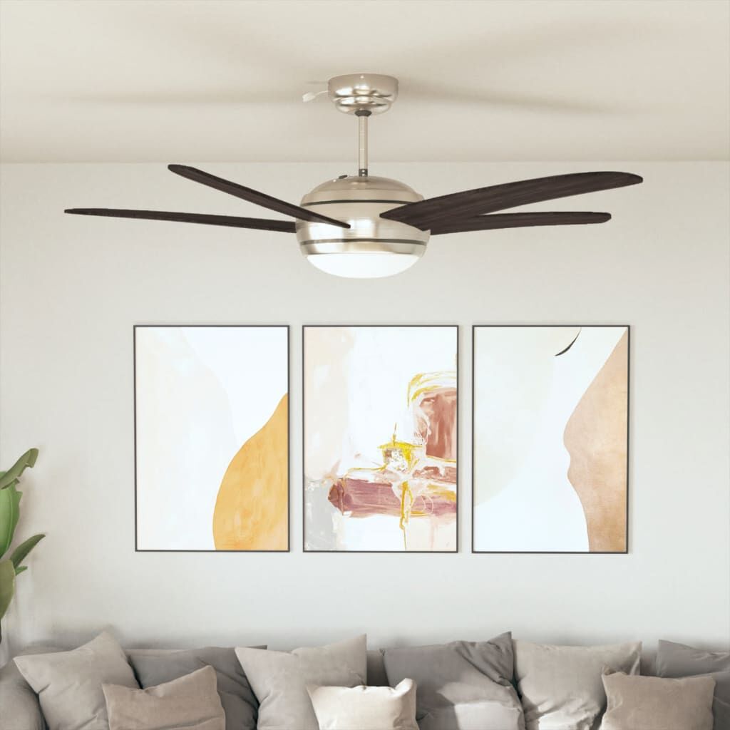 vidaXL Plafondventilator met lamp 128 cm bruin