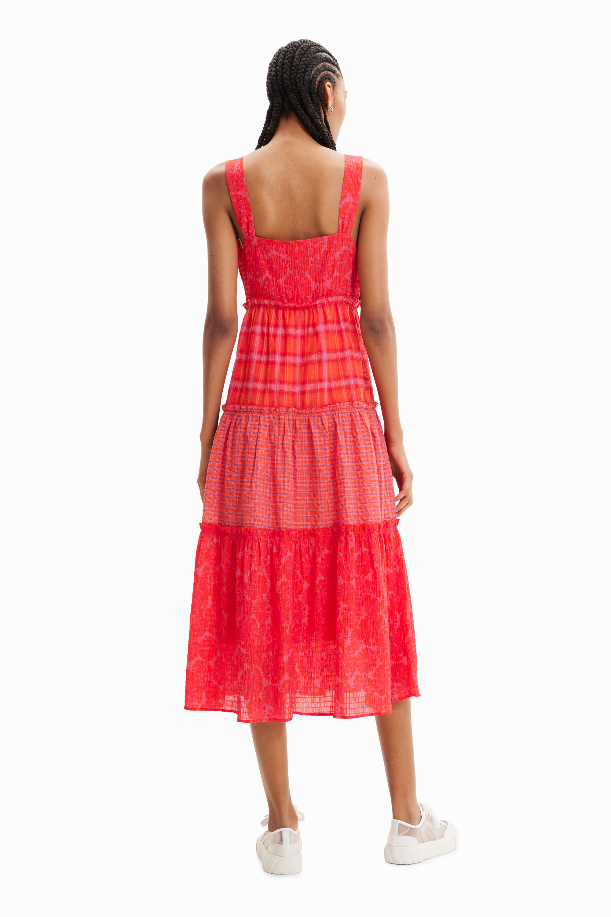 Robe longue bretelles patchwork