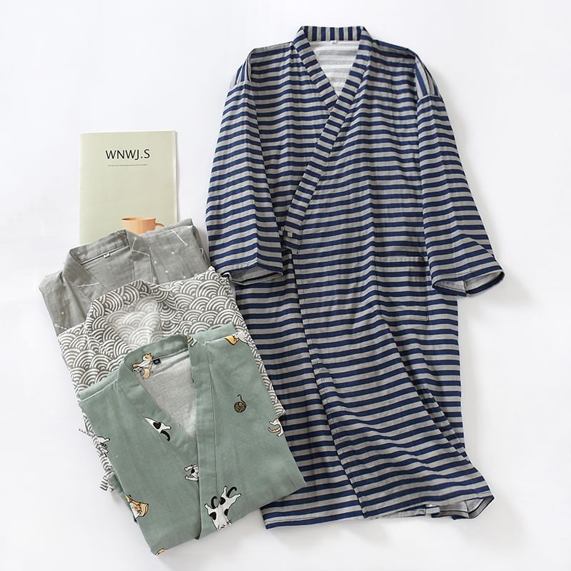 Finlies - Kimono pyjamajas met patroon en strikceintuur