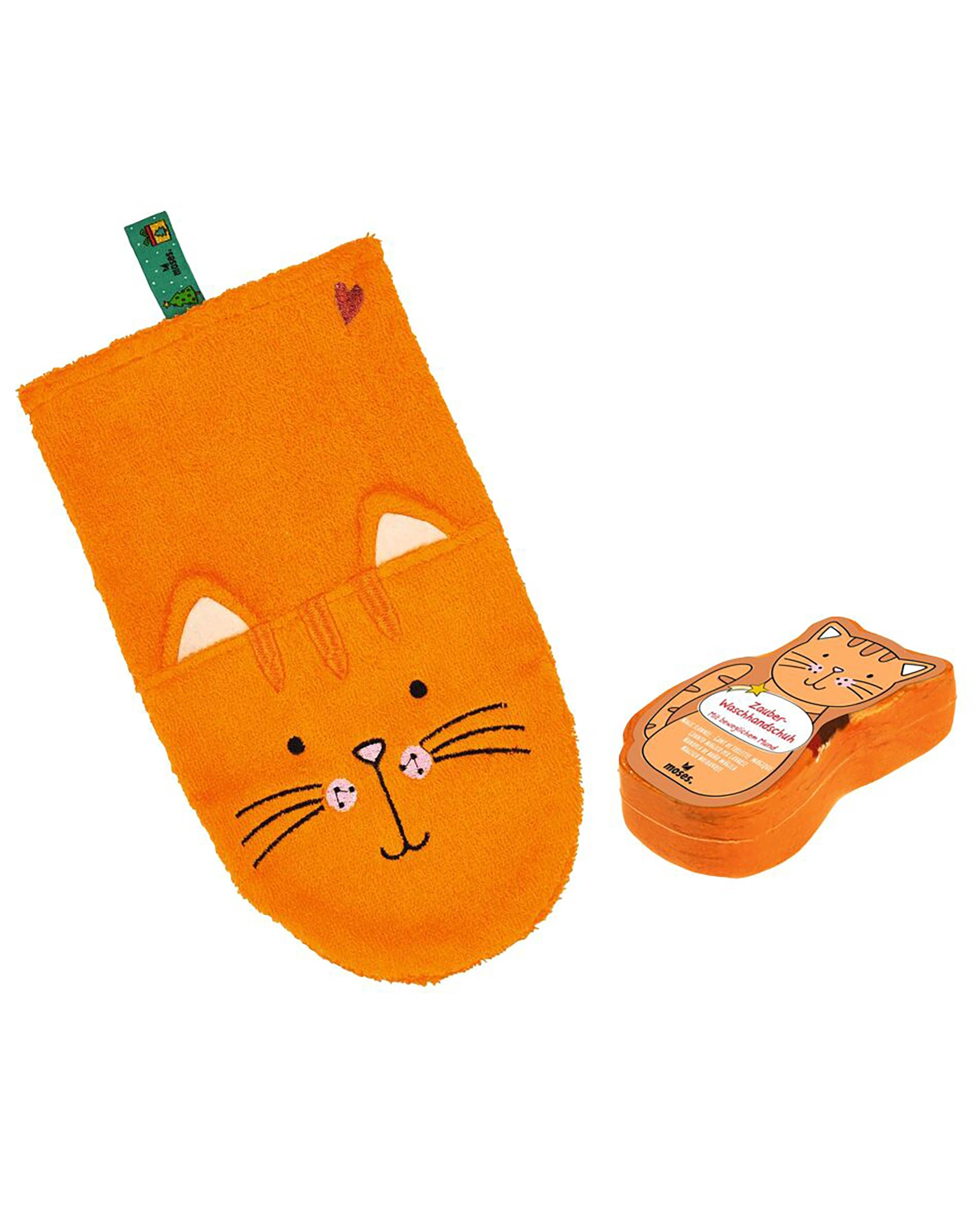 Waschhandschuh KATZE in orange