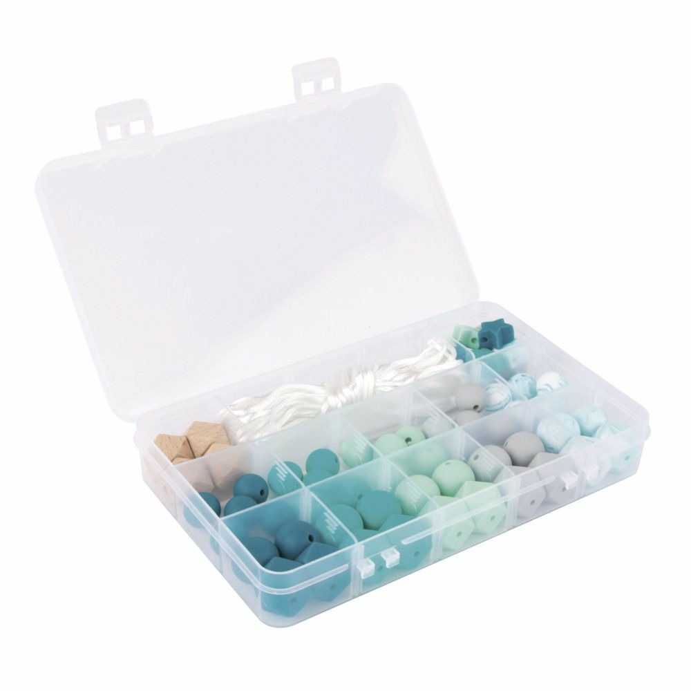 Coffret de perles en silicone - vert menthe