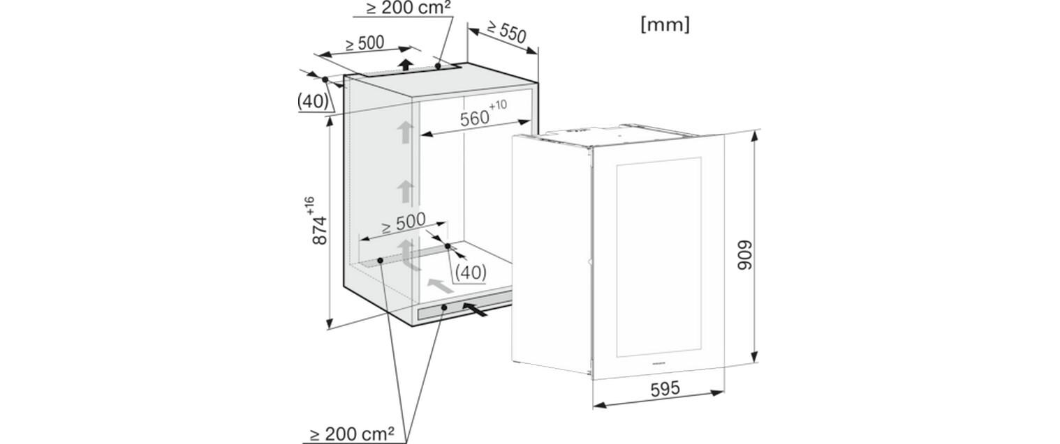 Einbauweinkühlschrank KWT 6422 iG-1 Rechts<br>Einbau-Weinschrank mit FlexiFrame und Push2open für anspruchsvollste Weinliebhaber