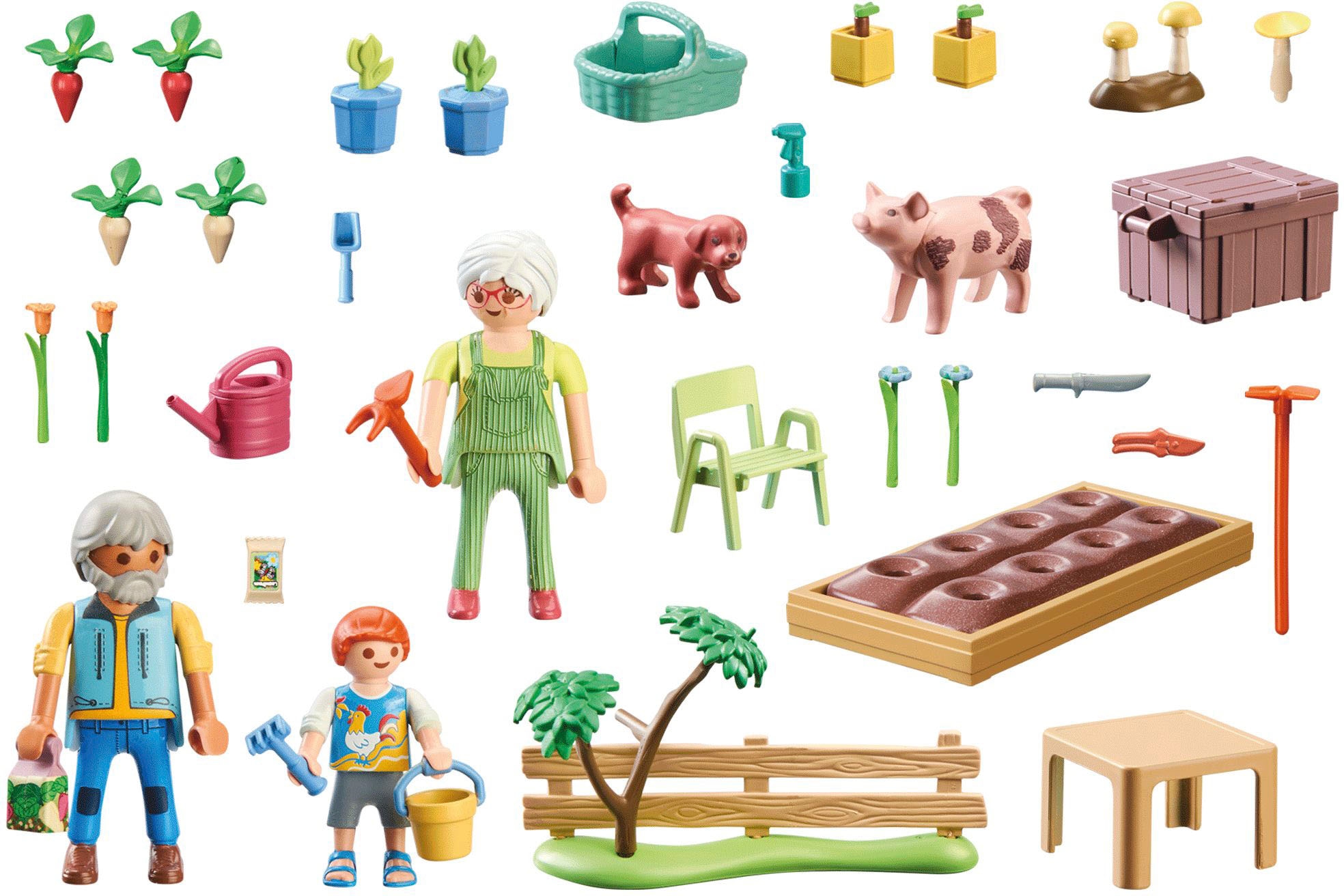 Playmobil® Konstruktions-Spielset »Idyllischer Gemüsegarten bei den Grosseltern (71443), Country« teilweise aus recyceltem Material; Made in Europe