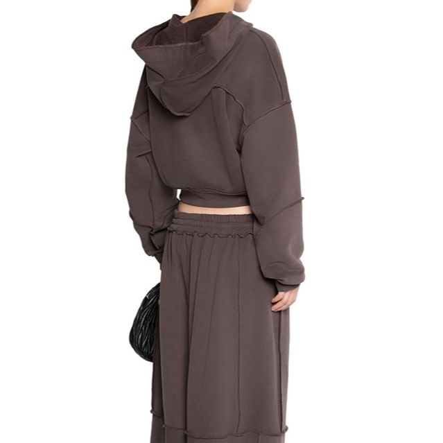 Oonnukal - Set: effen hoodie met rits + wijde broek