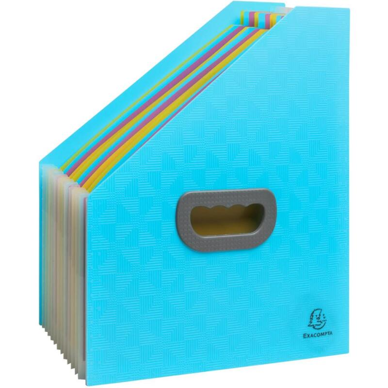 Trieur porte-revue 12 compatiments PP recyclé Pop'N Co - Cyan