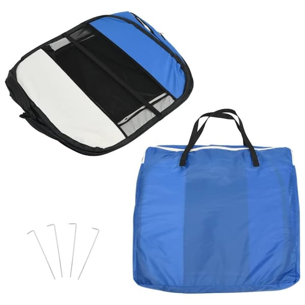 vidaXL Sammenleggbar lekegrind for hunder bæreveske blå 110x110x58 cm