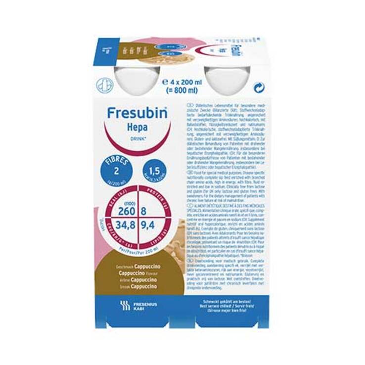 Fresubin Hepa Drink Cappuccino Trinkflasche, 4X200 ml