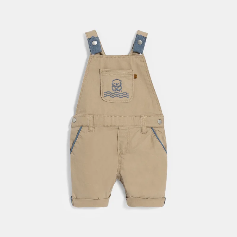 Salopette courte beige et t-shirt blanc bébé garçon Beige
