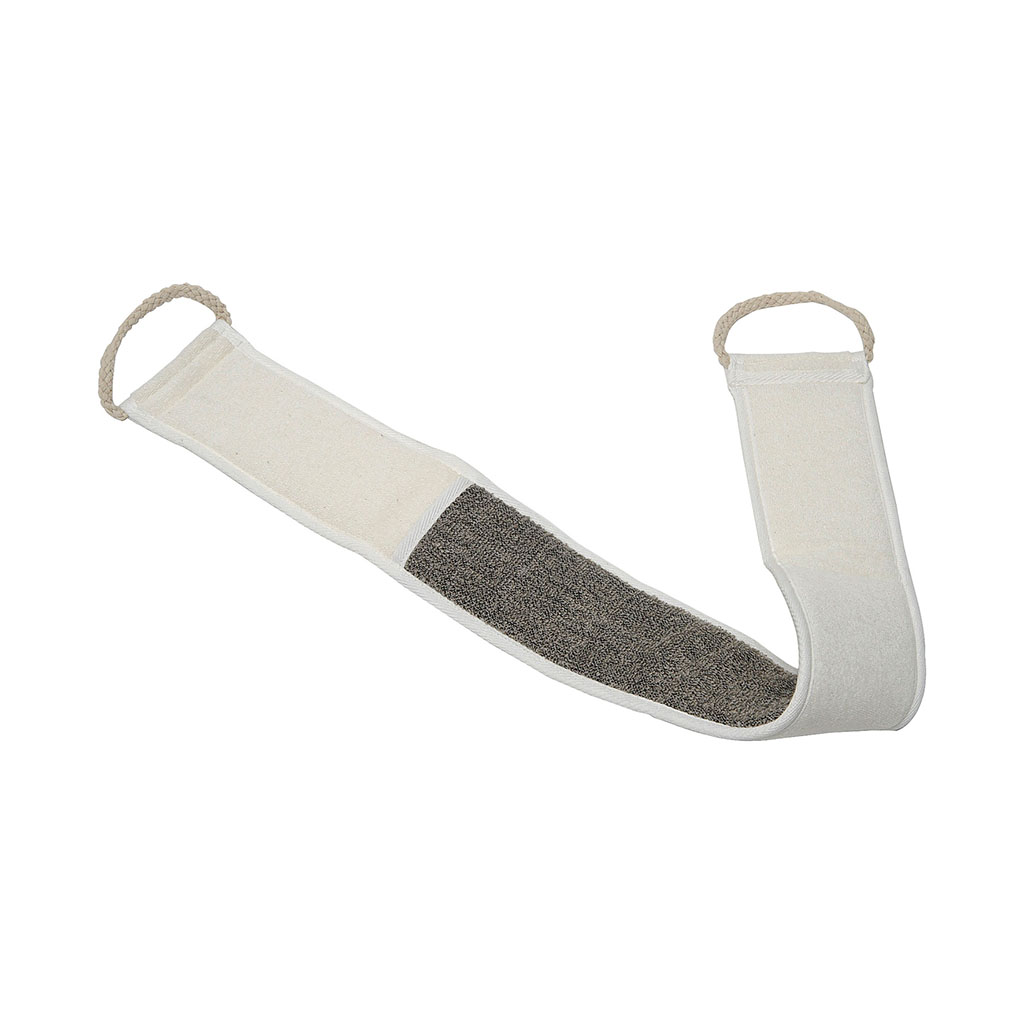 Lanière de massage exfoliante crème et taupe 11x62cm