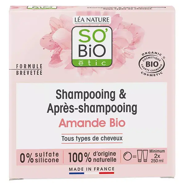Shampoo e condicionador sólido orgânico de amêndoa So'Bio Étic 65g