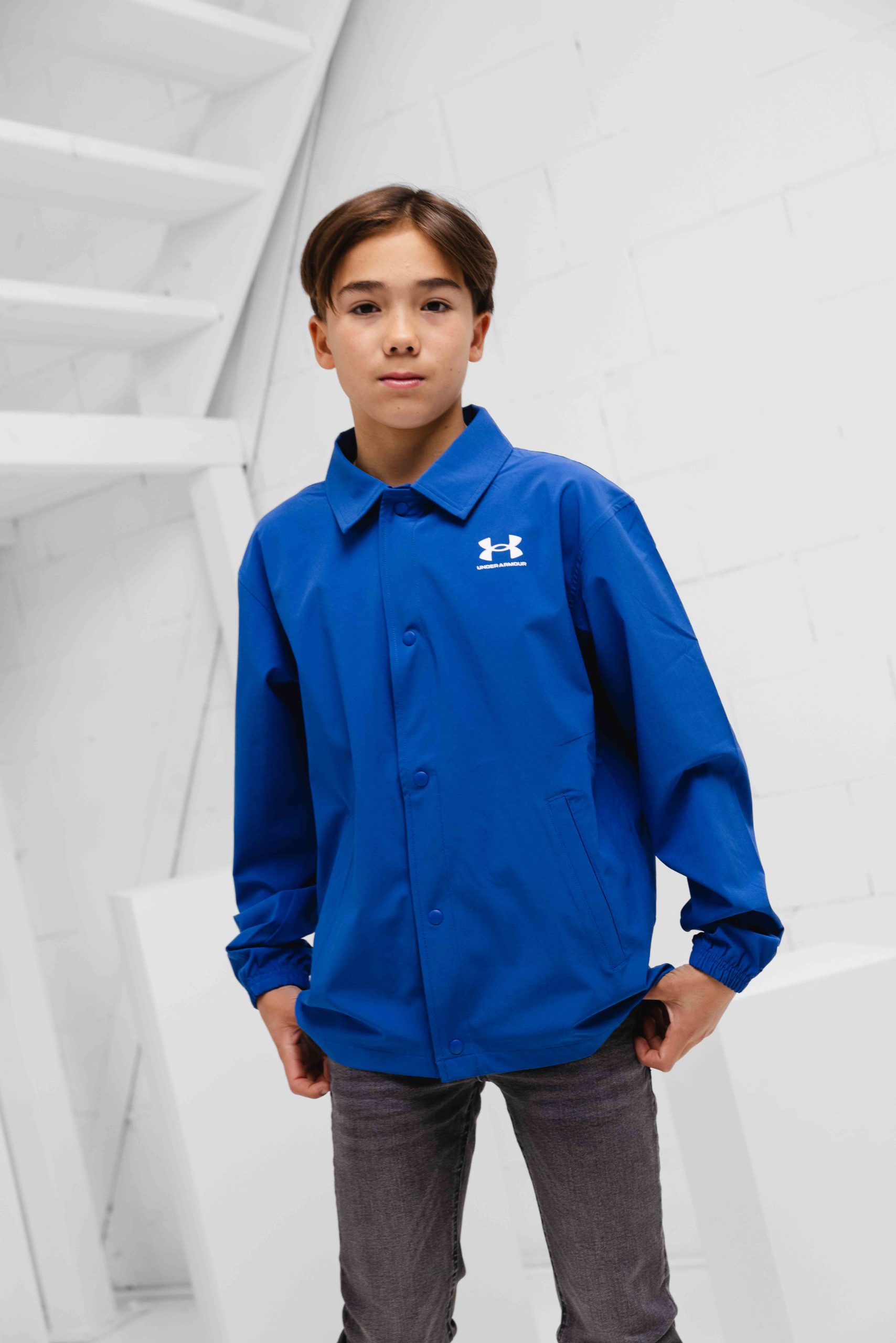 Under Armour Woven Coach Jack Kids Blauw