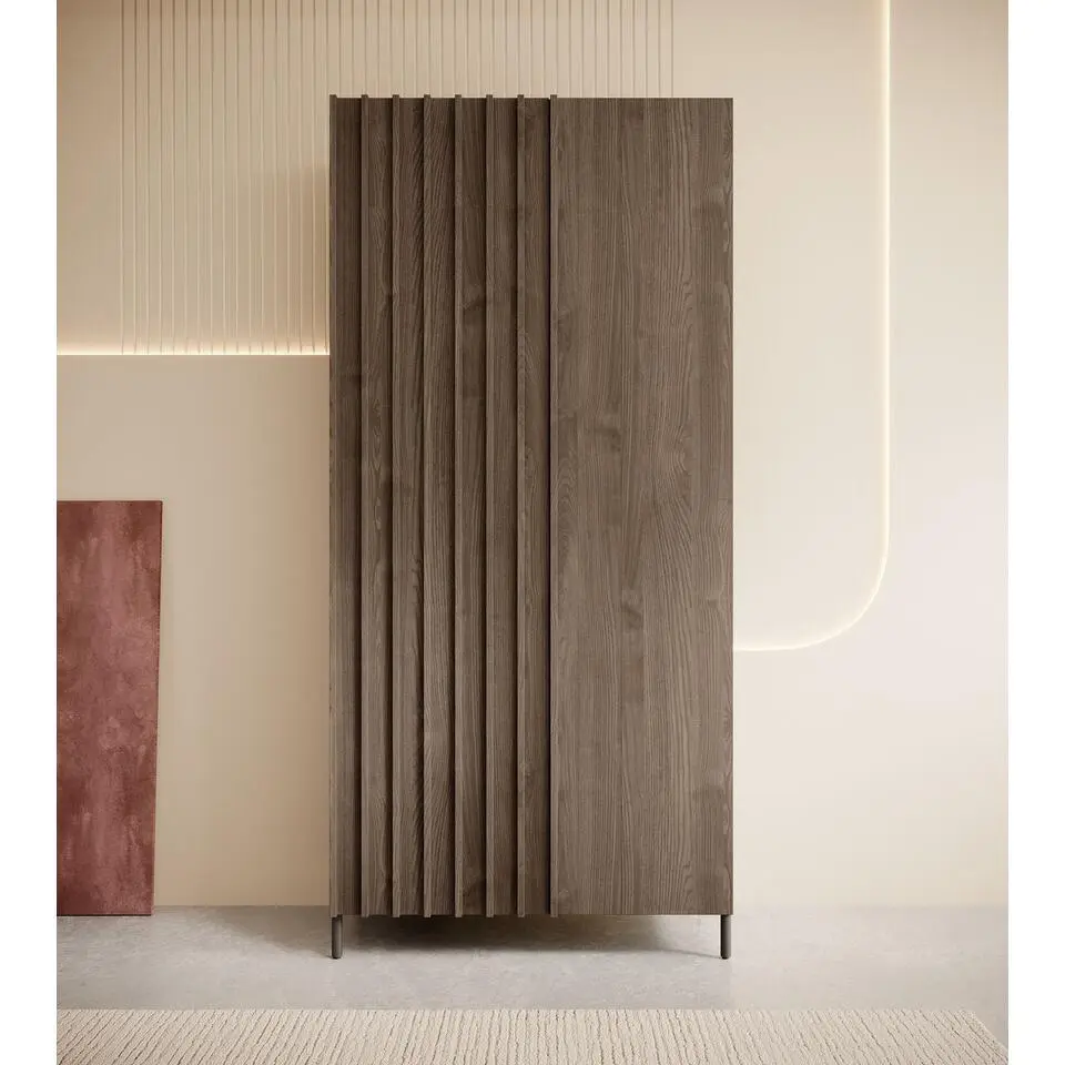 Meubella - Kledingkast Paz - Donkerbruin eiken - 92 cm