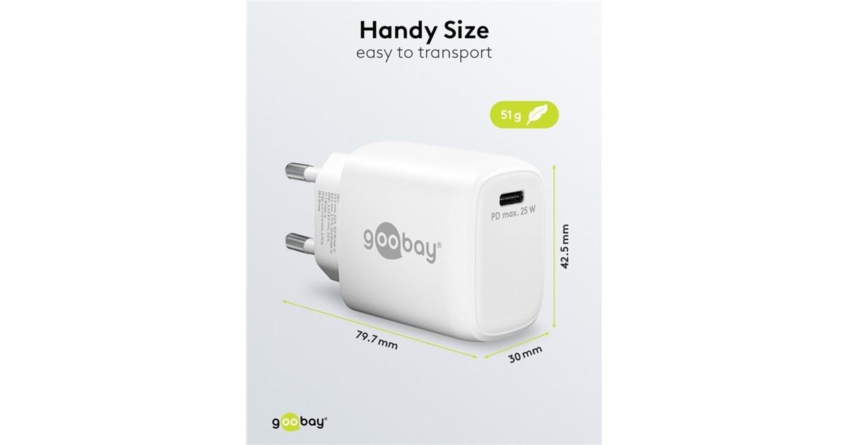 goobayUSB-C PD GaN snellader (25 W)  (Wit)
