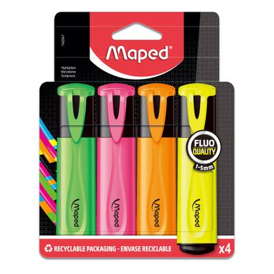 Maped Fluo Peps Classic - Pack de 4 surligneurs - couleurs assorties