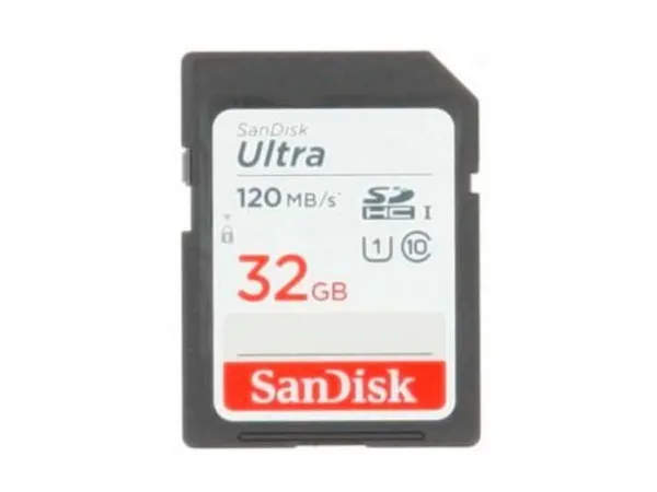 SanDisk Ultra, 32 GB, SDHC, klasse 10, UHS-I, 120 MB/s, klasse 1 (U1)