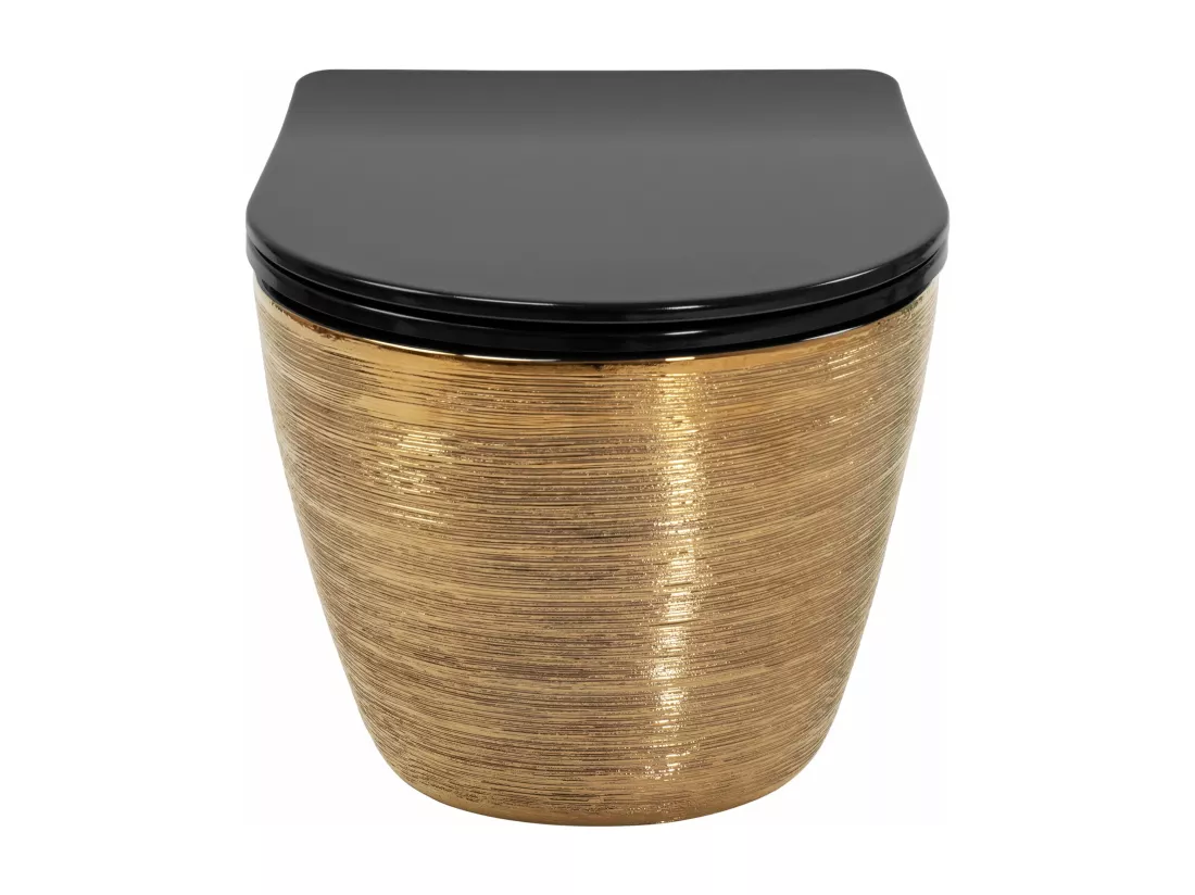 Cuvette Wc Suspendue Rea Carlo Mini Riml Dur/Flat/Zm Brush Gold