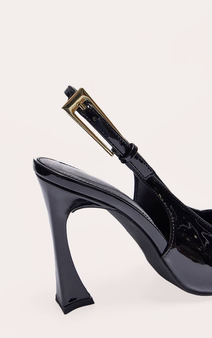 Noir Escarpins Hauts En Synthétique Avec Boucle Dorée