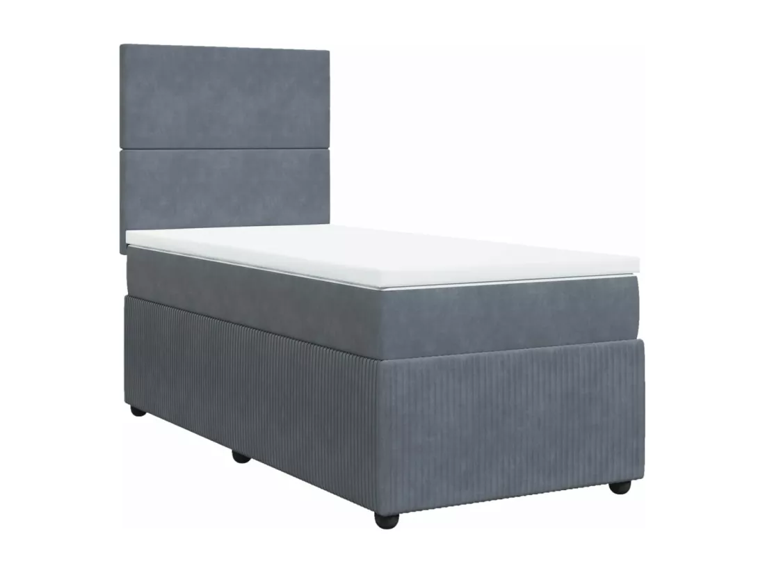 Sommier à lattes de lit et matelas Gris foncé 90x190 cm Velours