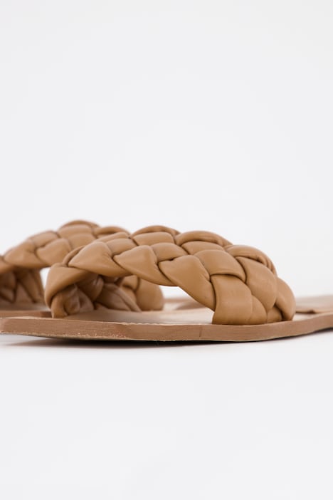 Leder-Pantolette, Lamm-Nappaleder, Flecht-Riemen