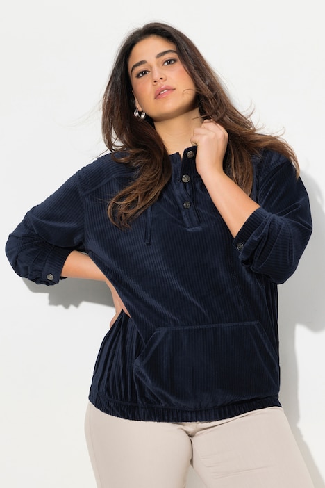 Cord-Hoodie, Oversized, Kapuze, Langarm, Gummisaum