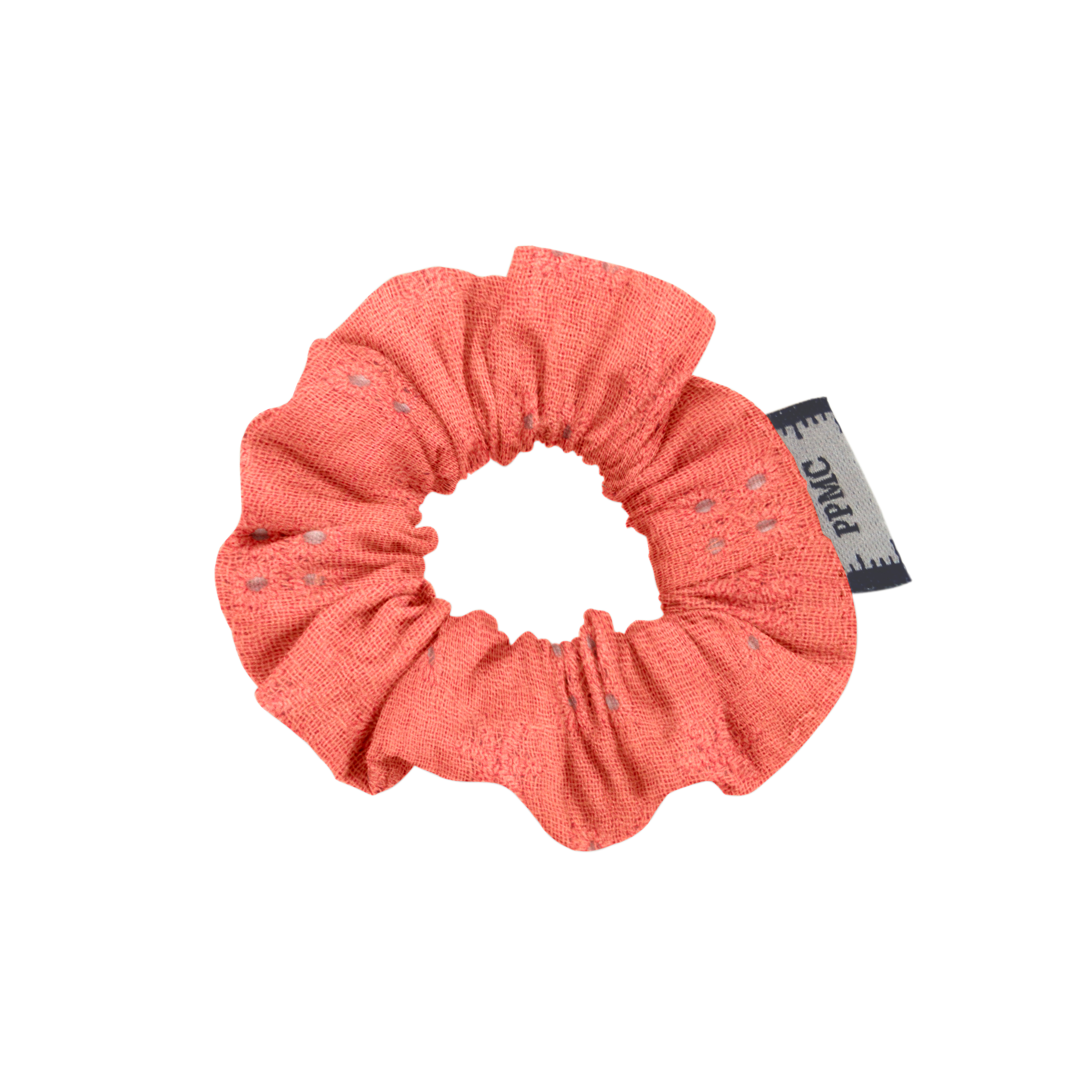 Mini Chouchou Gaze Dentelle Corail