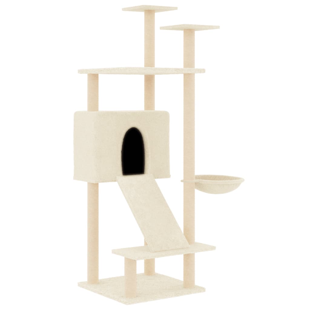 Arranhador para gatos vidaXL com hastes de sisal creme, 153 cm