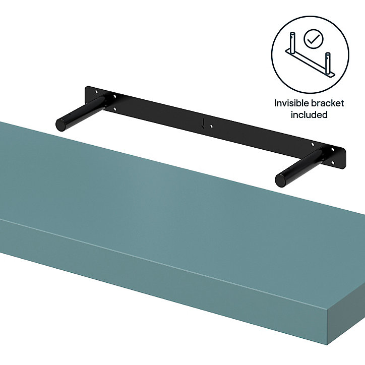Tablette murale avec fixation invisible GoodHome Cusko bleu canard 80 cm