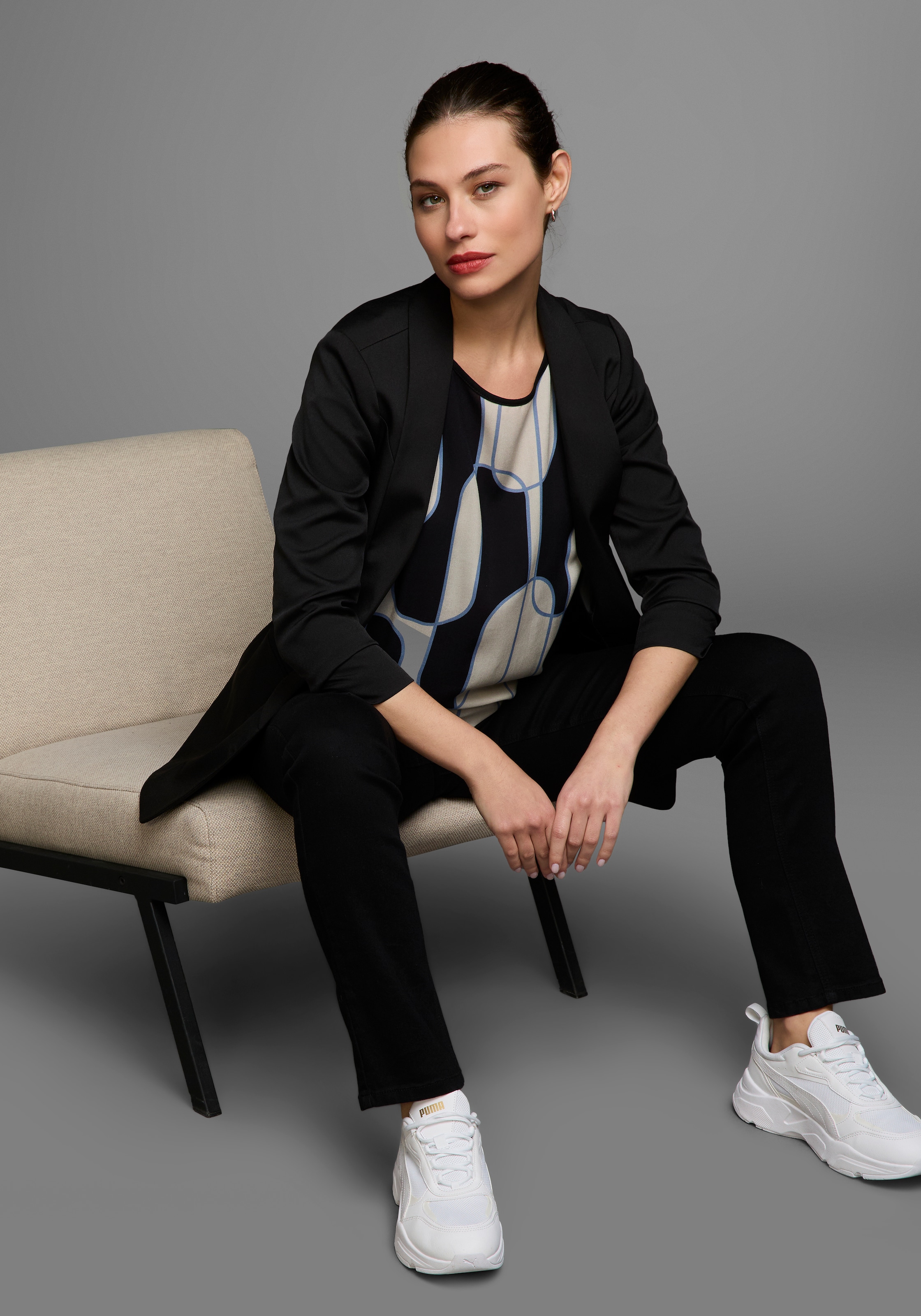 Laura Scott Shirtbluse , mit Grafik-Print im Materialmix