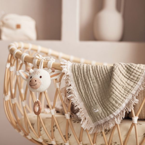 Jollein Fringe Wiegdeken - Hydrofiel - Olive Green / Ivory