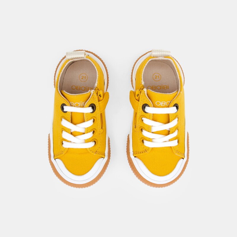 Tennis en toile à lacets jaunes bébé garçon Jaune