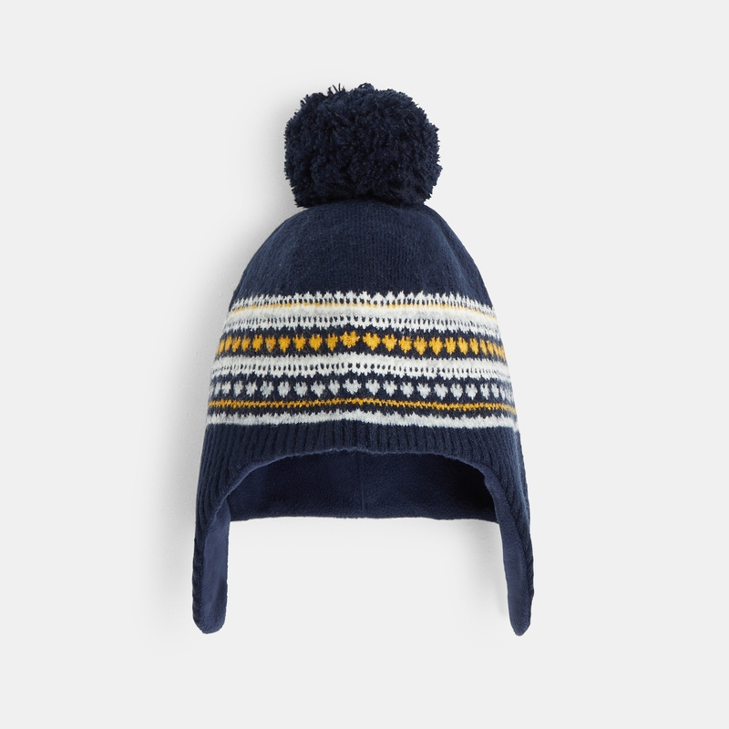 Bonnet péruvien à pompon gris garçon