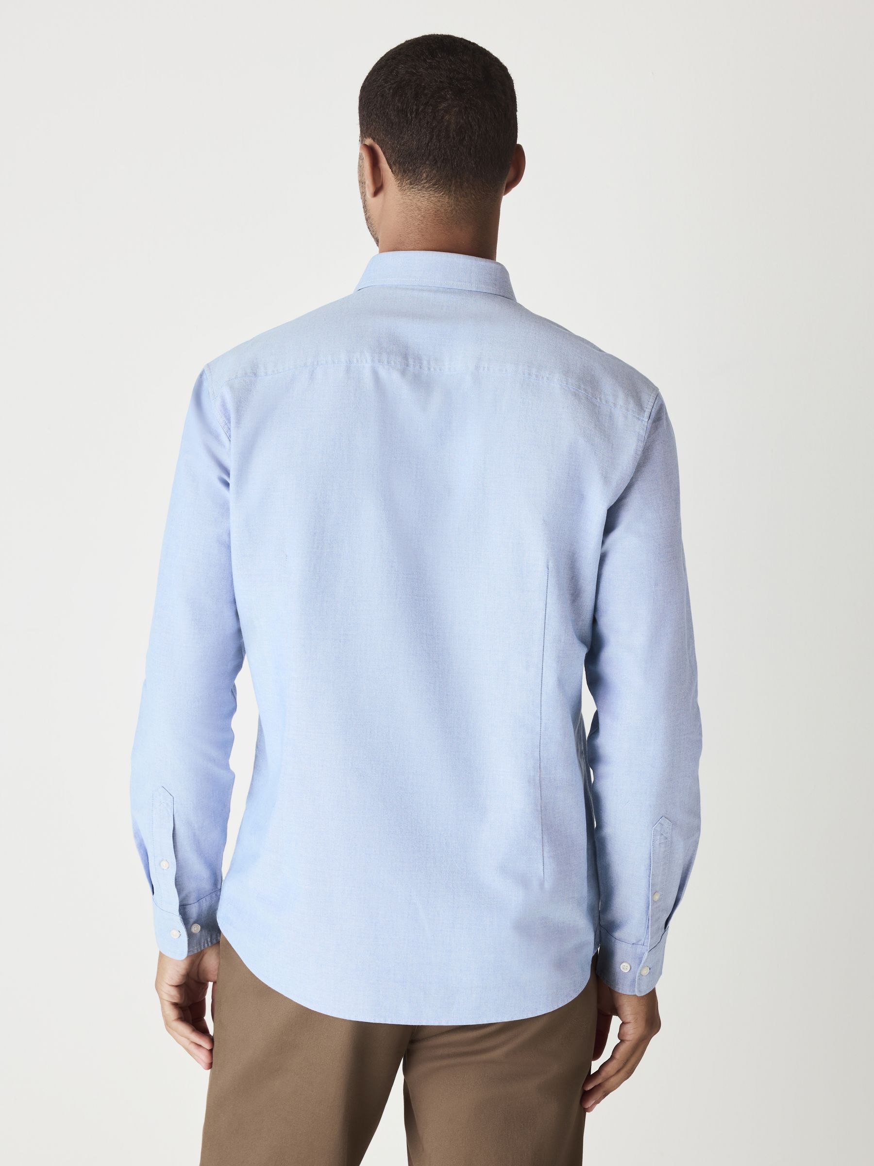Lichtblauw - Slim Fit - Oxford-hemd met lange mouwen