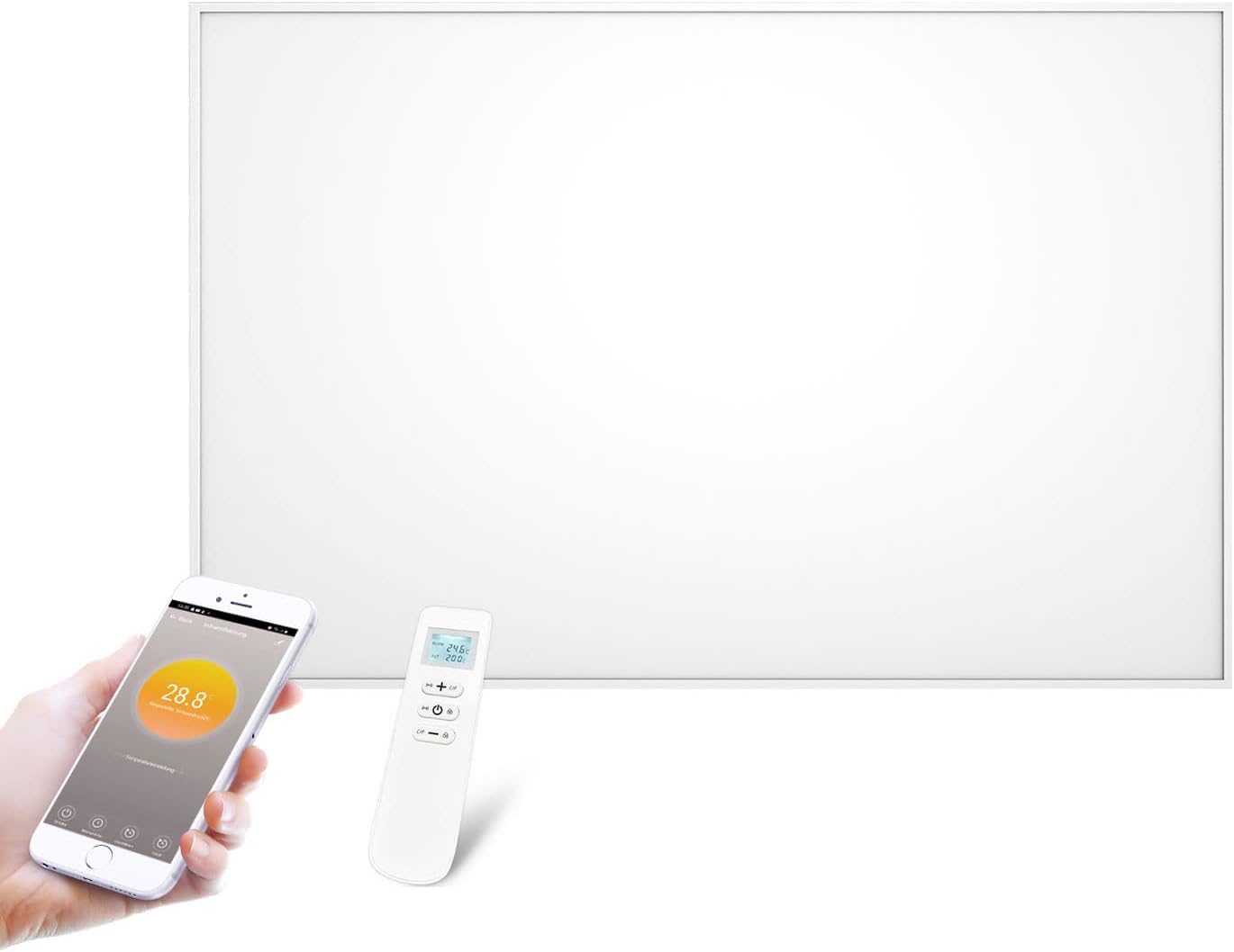 Infrarotheizung mit Thermostat | Fernbedienung und App Steuerung | BLANK 1100W (120,5 x 90,5cm) | Infrarotheizkörper Elektroheizung Wandheizung Heizkörper elektrische Heizung Infrarot Heizpaneel
