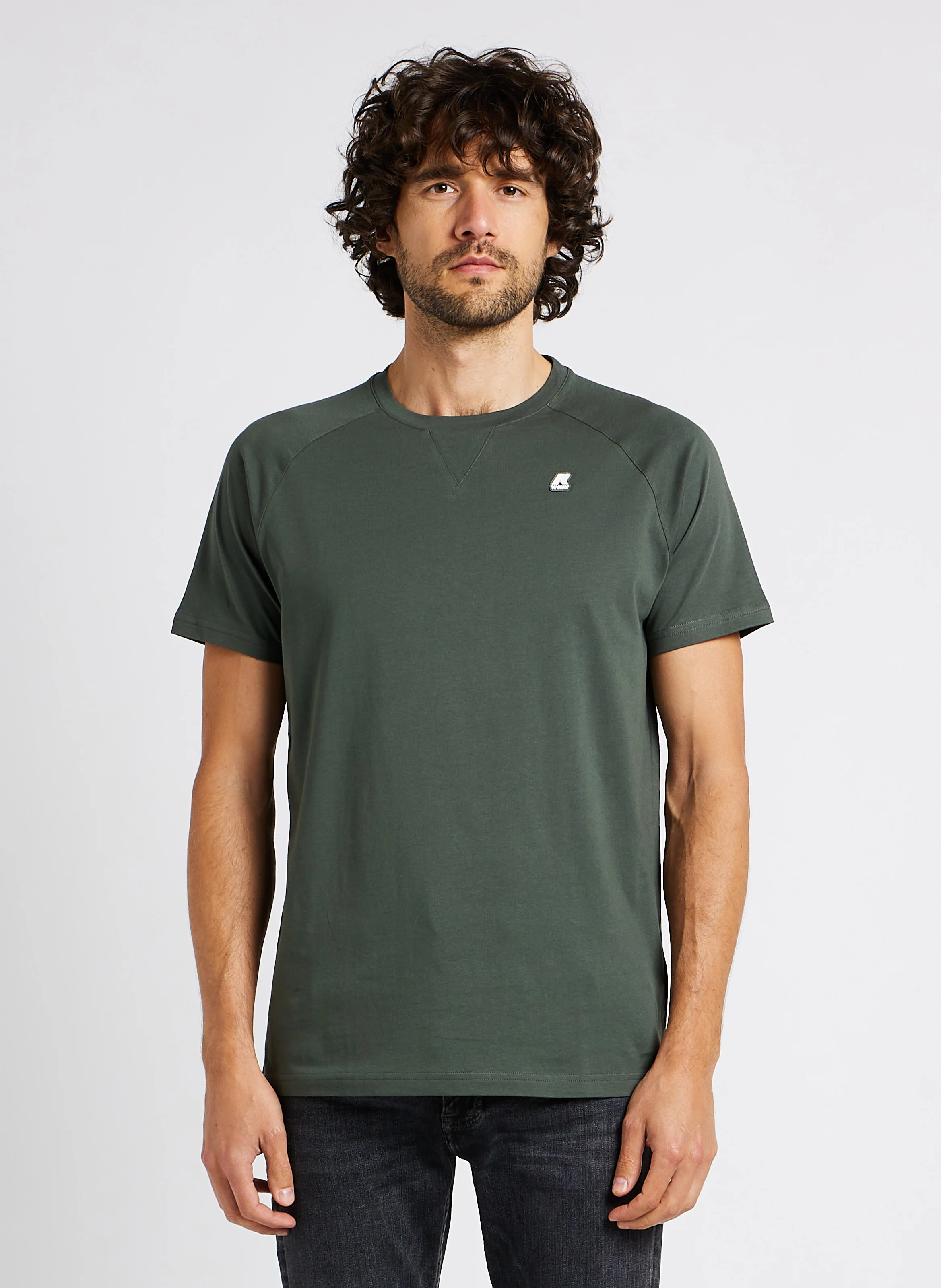 EDWING - Tee-shirt col rond regular-fit en coton| Vert