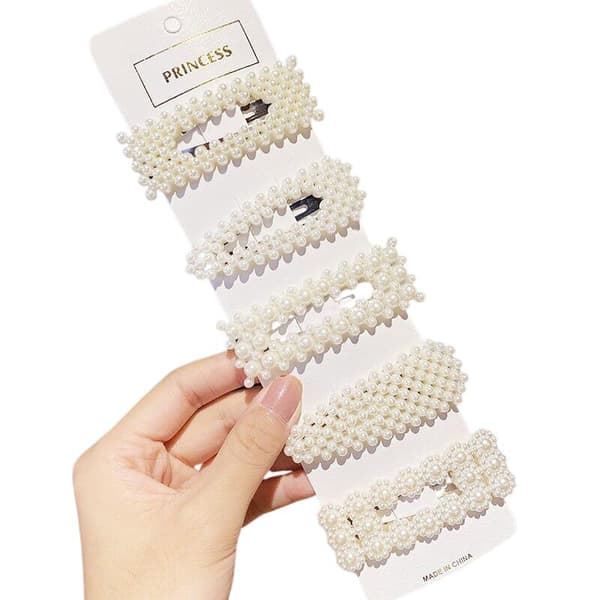 Hårspenner med perler - sett - 5 stk